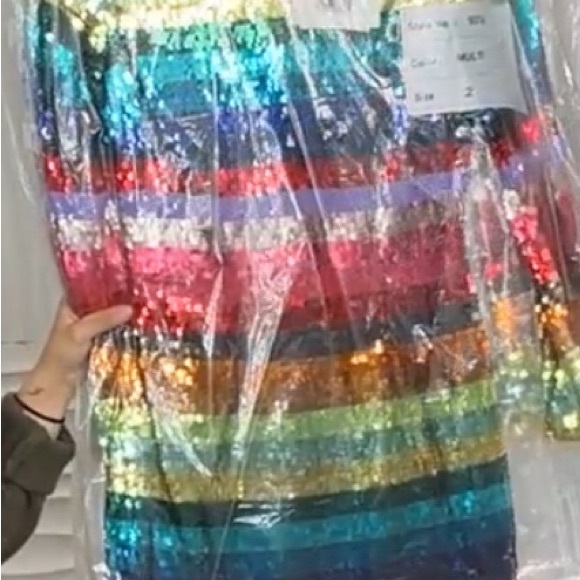 NWT Mac Duggal 93724 Multicolor Sequin Striped Dress size 2 - Picture 6 of 7